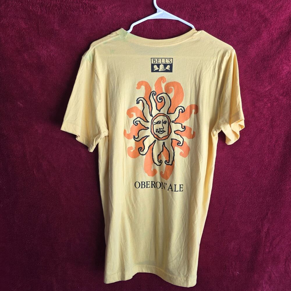 Bell’s Oberon Ale Beer T-Shirt Men’s Large Yellow Sun Graphic Brewery Tee